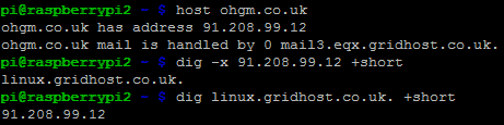 host and dig commands for ohgm.co.uk