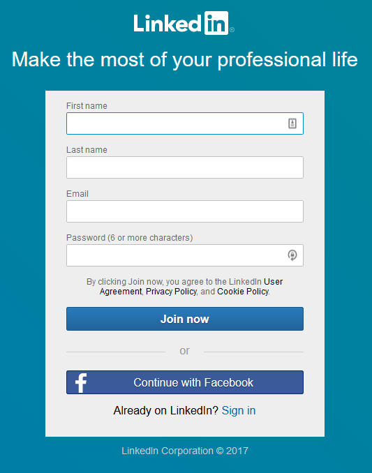 LinkedIn Login Page