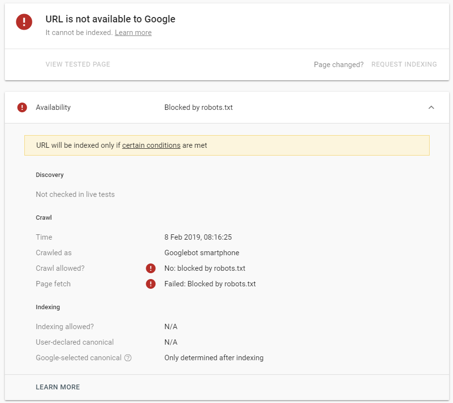Search Console's URL Inspection Tool Does Not Want Your Junk 3
