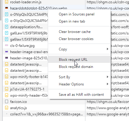 Block request URL tooltip under Network tab in dev tools