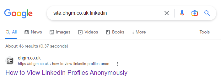 site:ohgm.co.uk linkedin shows the ULR is indexed without content.